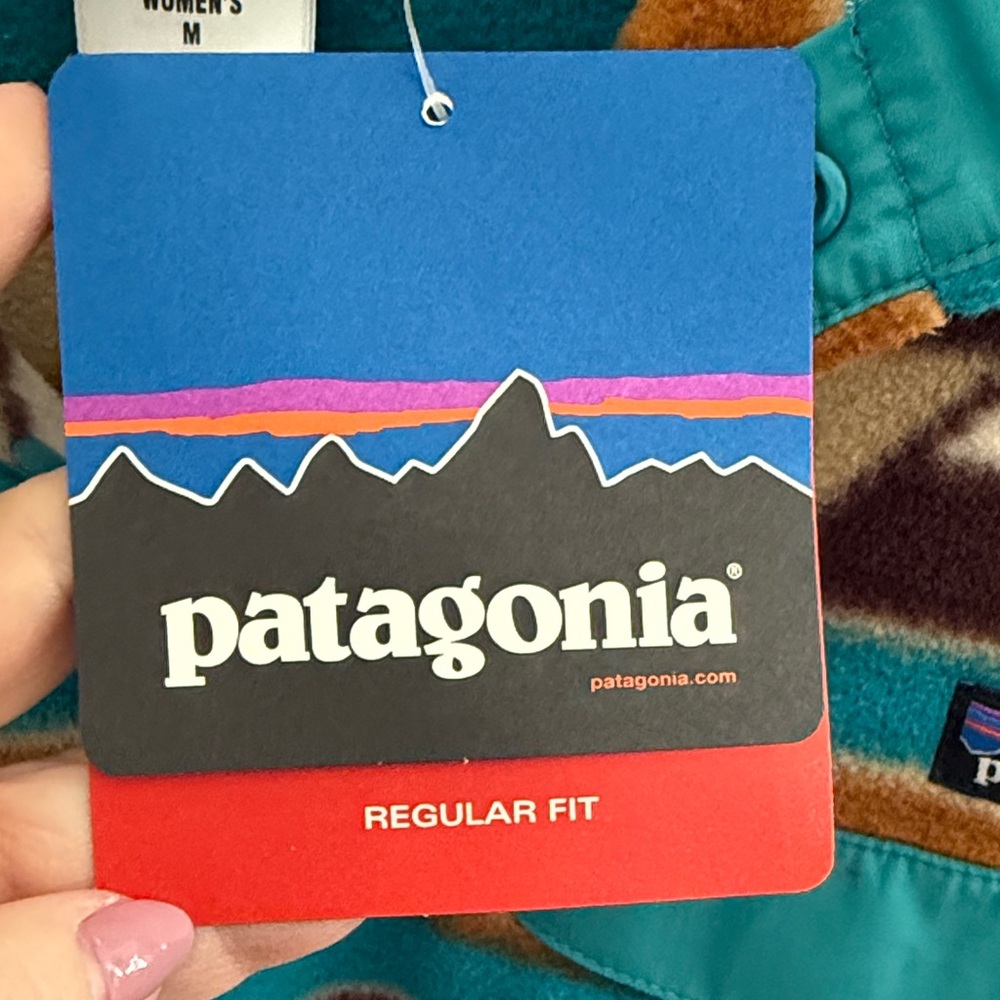 Patagonia Turquoise & Tan Geometric Snap-T Fleece Pullover - Picture 6 of 10